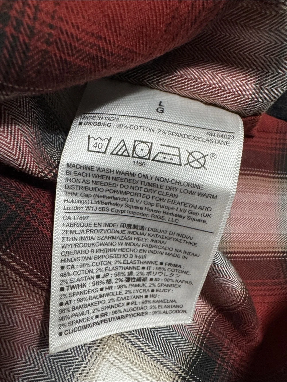 Banana Republic Red, White & Black Plaid Tailored Slim Fit Shirt